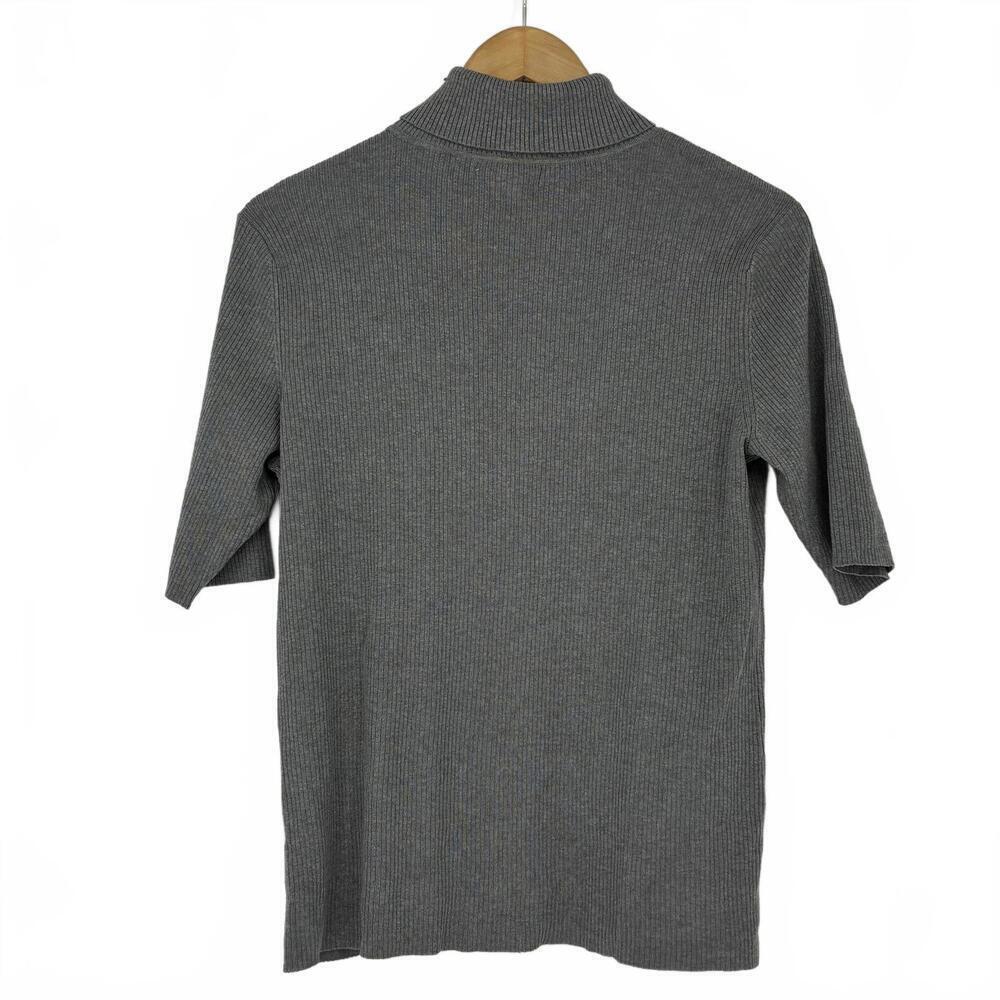 Coldwater Creek Women's Gray Ribbed Short Sleeve Turtleneck Top Medium - Picture 2 of 8